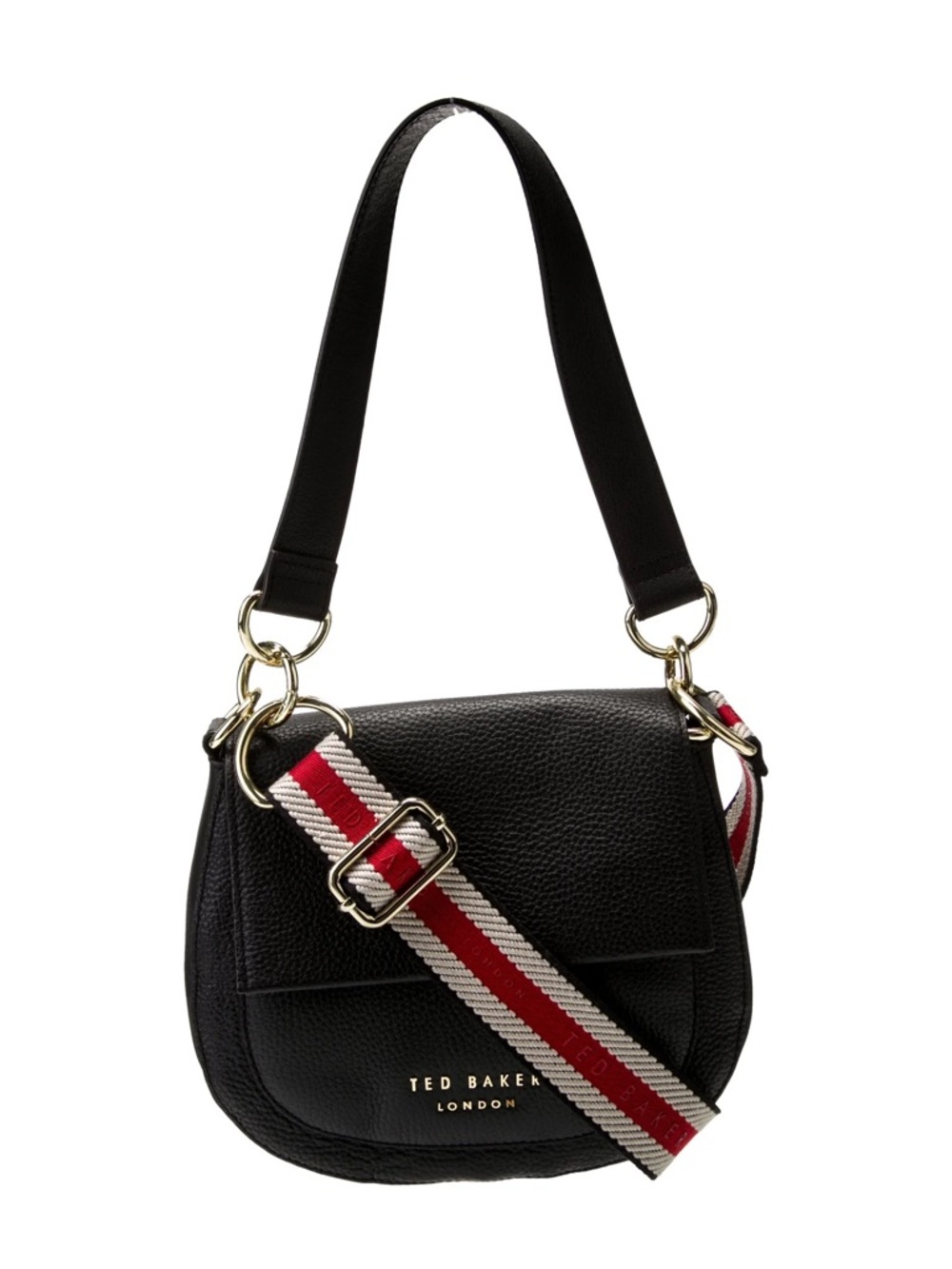 NWT- Ted Baker  Baker Black Pebbled 100% bovine Leather Crossbody